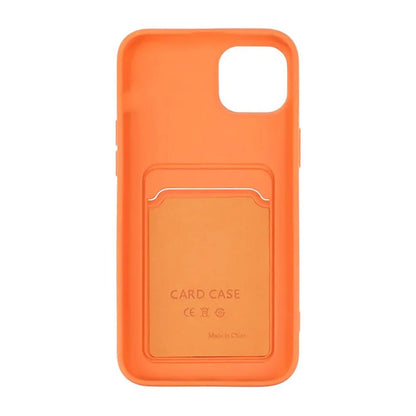 iPhone 15 Mobilskal Silikon med Korthållare - Orange image 4