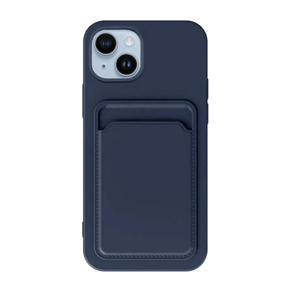 iPhone 15 Plus Mobilskal Silikon med Korthållare - Blå image 2