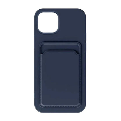 iPhone 15 Plus Mobilskal Silikon med Korthållare - Blå image 3