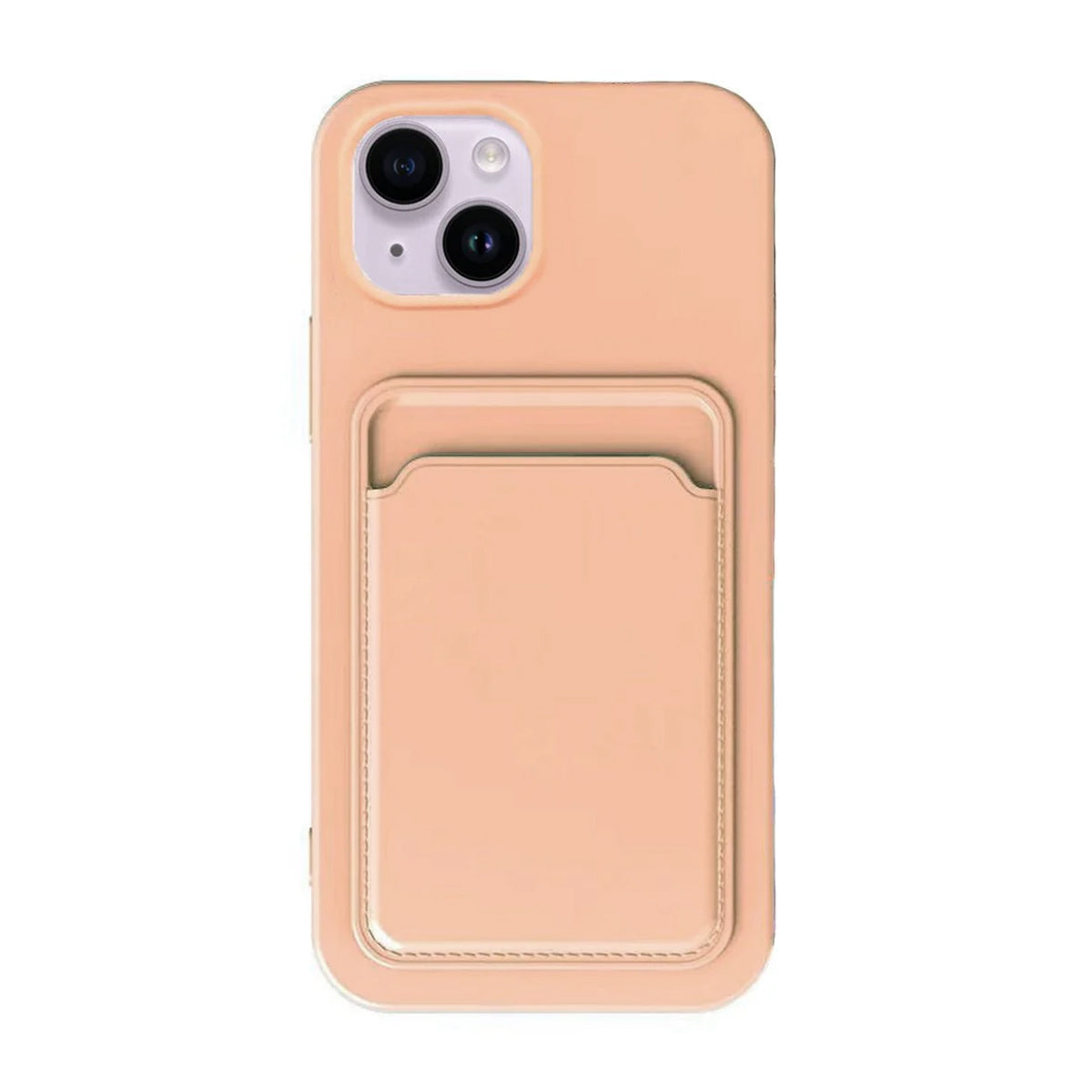 iPhone 15 Plus Mobilskal Silikon med Korthållare - Rosa image 2