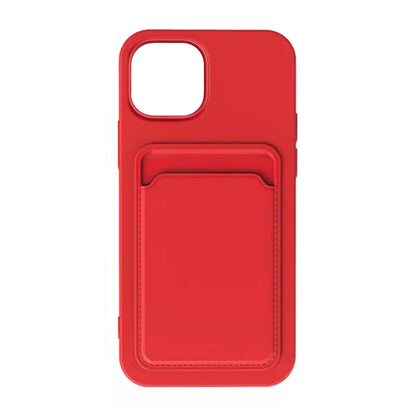 iPhone 15 Plus Mobilskal Silikon med Korthållare - Röd image 3