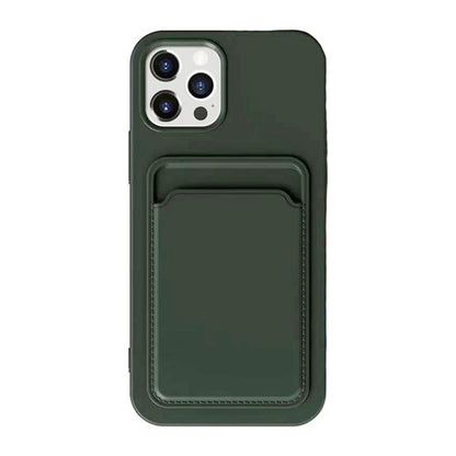 iPhone 15 Pro Mobilskal Silikon med Korthållare - Grön image 2