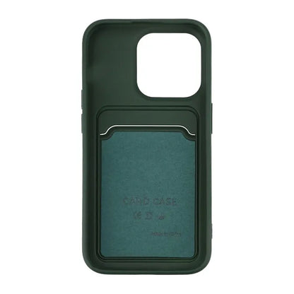 iPhone 15 Pro Mobilskal Silikon med Korthållare - Grön image 3