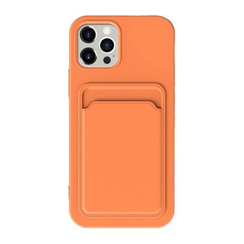 iPhone 15 Pro Mobilskal Silikon med Korthållare - Orange image 2