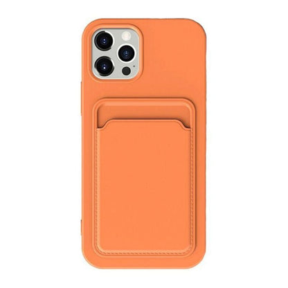 iPhone 15 Pro Mobilskal Silikon med Korthållare - Orange image 2