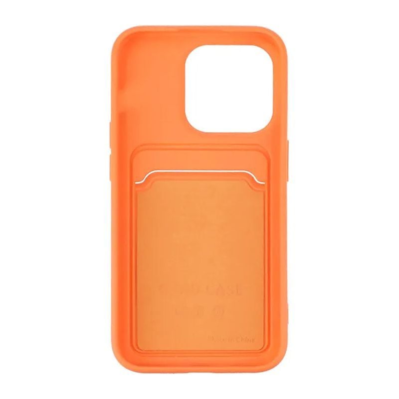 iPhone 15 Pro Mobilskal Silikon med Korthållare - Orange image 3