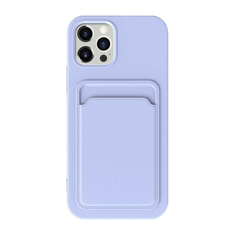 iPhone 15 Pro Mobilskal Silikon med Korthållare - Lila image 2