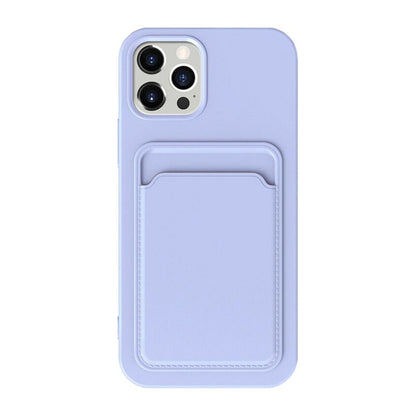 iPhone 15 Pro Mobilskal Silikon med Korthållare - Lila image 2