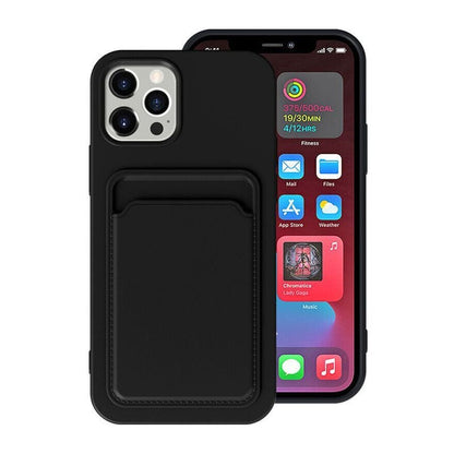 iPhone 15 Pro Max Mobilskal Silikon med Korthållare - Svart image 1
