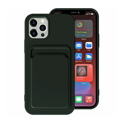 iPhone 15 Pro Max Mobilskal Silikon med Korthållare - Grön image 1