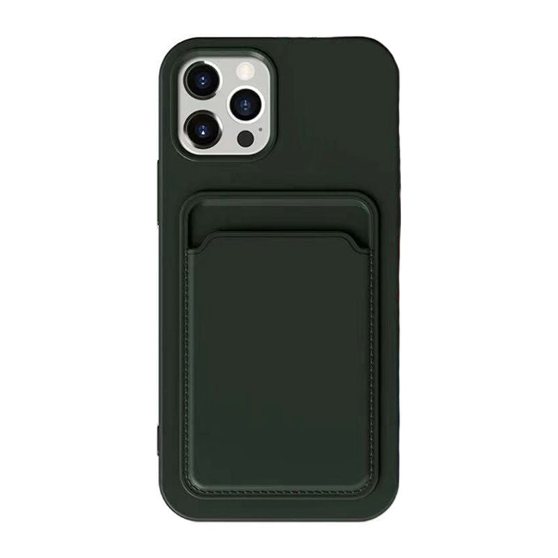 iPhone 15 Pro Max Mobilskal Silikon med Korthållare - Grön image 2