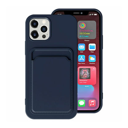 iPhone 15 Pro Max Mobilskal Silikon med Korthållare - Blå image 1