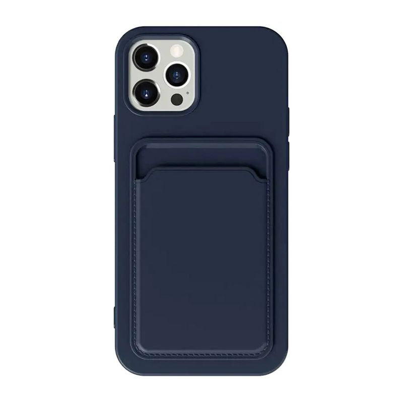 iPhone 15 Pro Max Mobilskal Silikon med Korthållare - Blå image 2