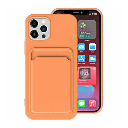 iPhone 15 Pro Max Mobilskal Silikon med Korthållare - Orange image 1