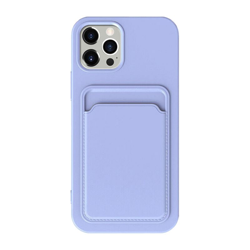 iPhone 15 Pro Max Mobilskal Silikon med Korthållare - Lila image 2