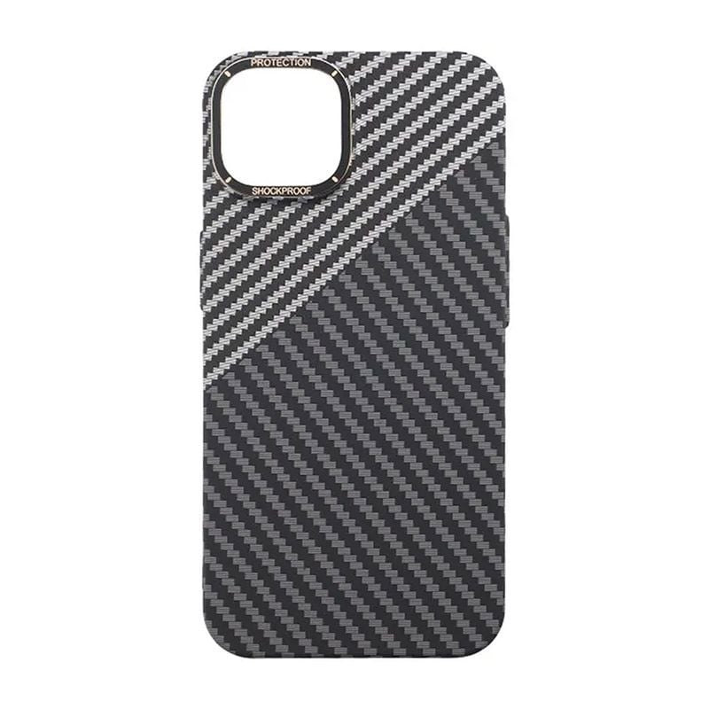 iPhone 15 Plus Mobilskal i Kolfiber - Svart och Vit image 3