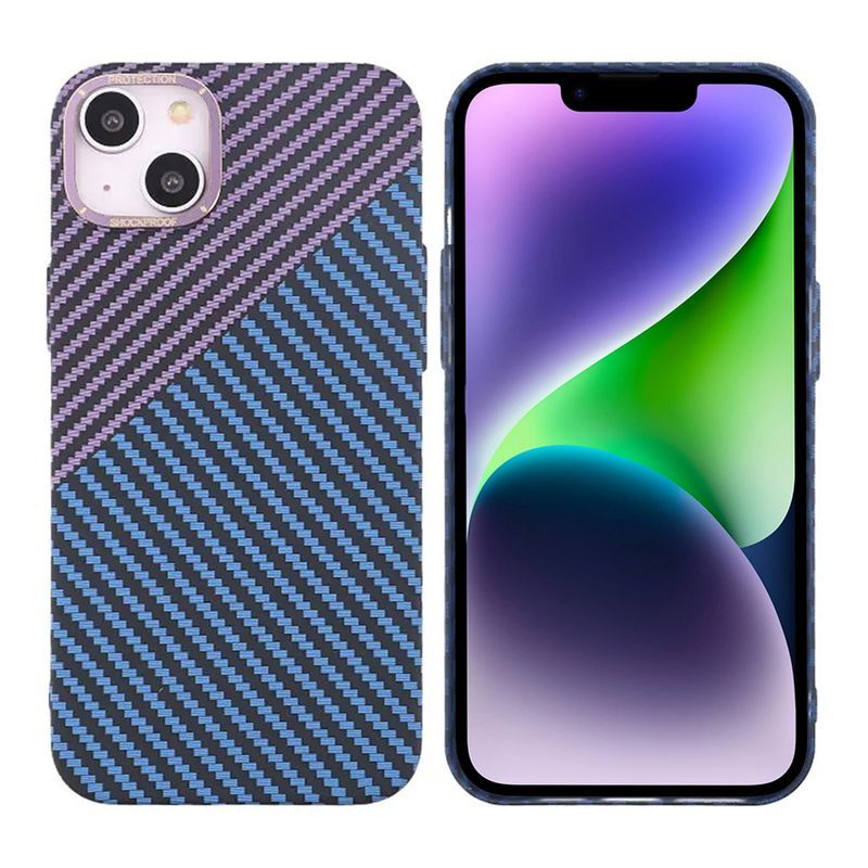iPhone 15 Plus Mobilskal i Kolfiber - Lila/Blå image 1