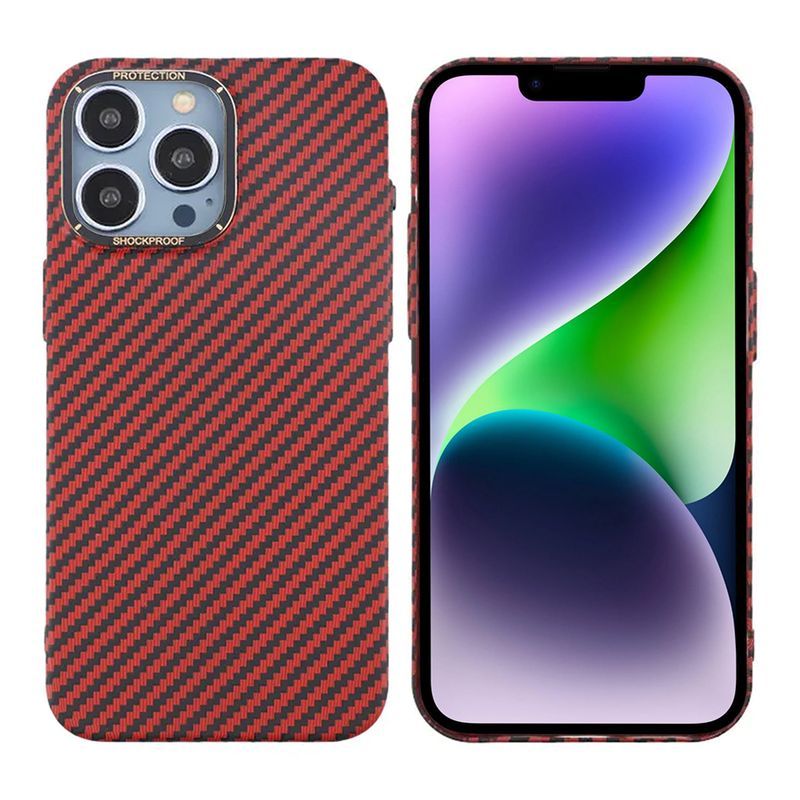 iPhone 15 Pro Mobilskal i Kolfiber - Röd image 1