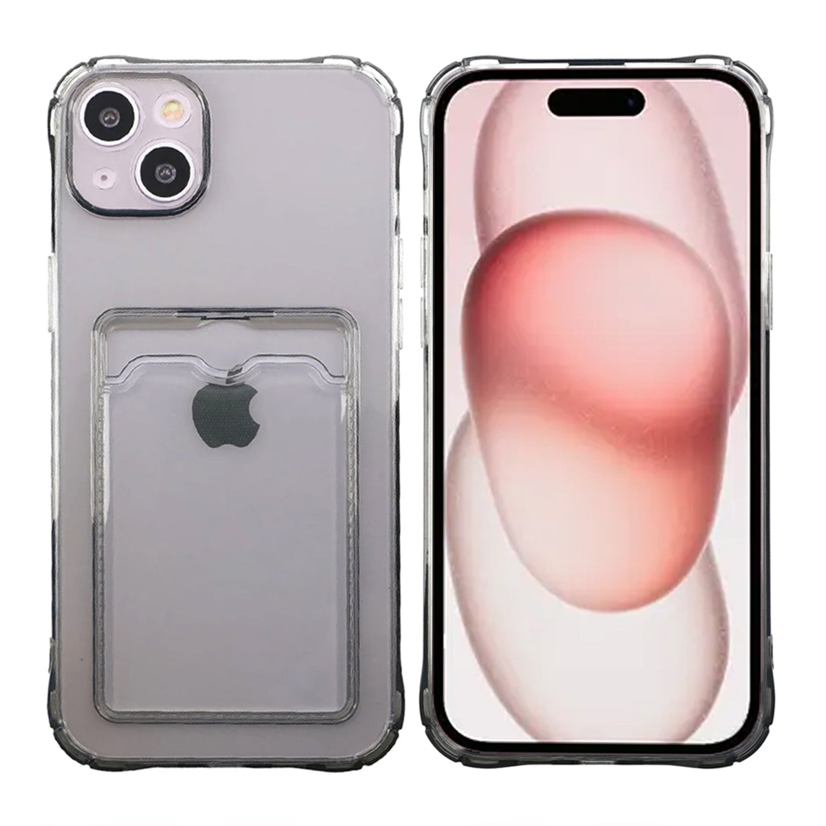 iPhone 15 Plus Stöttåligt Skal med Korthållare - Svart image 1