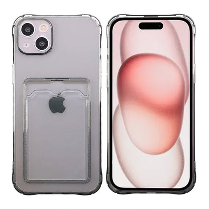 iPhone 15 Plus Stöttåligt Skal med Korthållare - Svart image 1