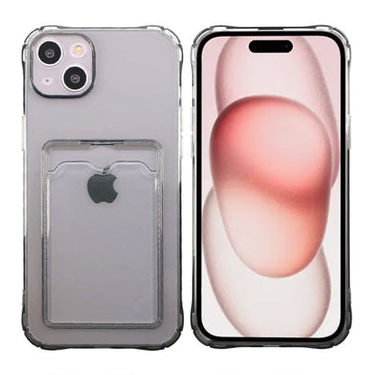 iPhone 15 Plus Stöttåligt Skal med Korthållare - Svart image 6