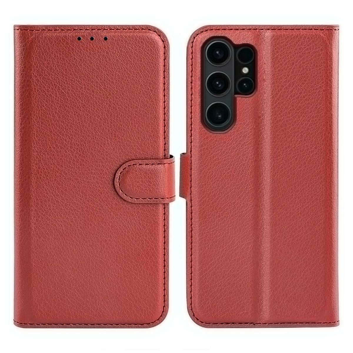 Samsung Galaxy S24 Ultra Plånboksfodral med Stativ - Brun image 1