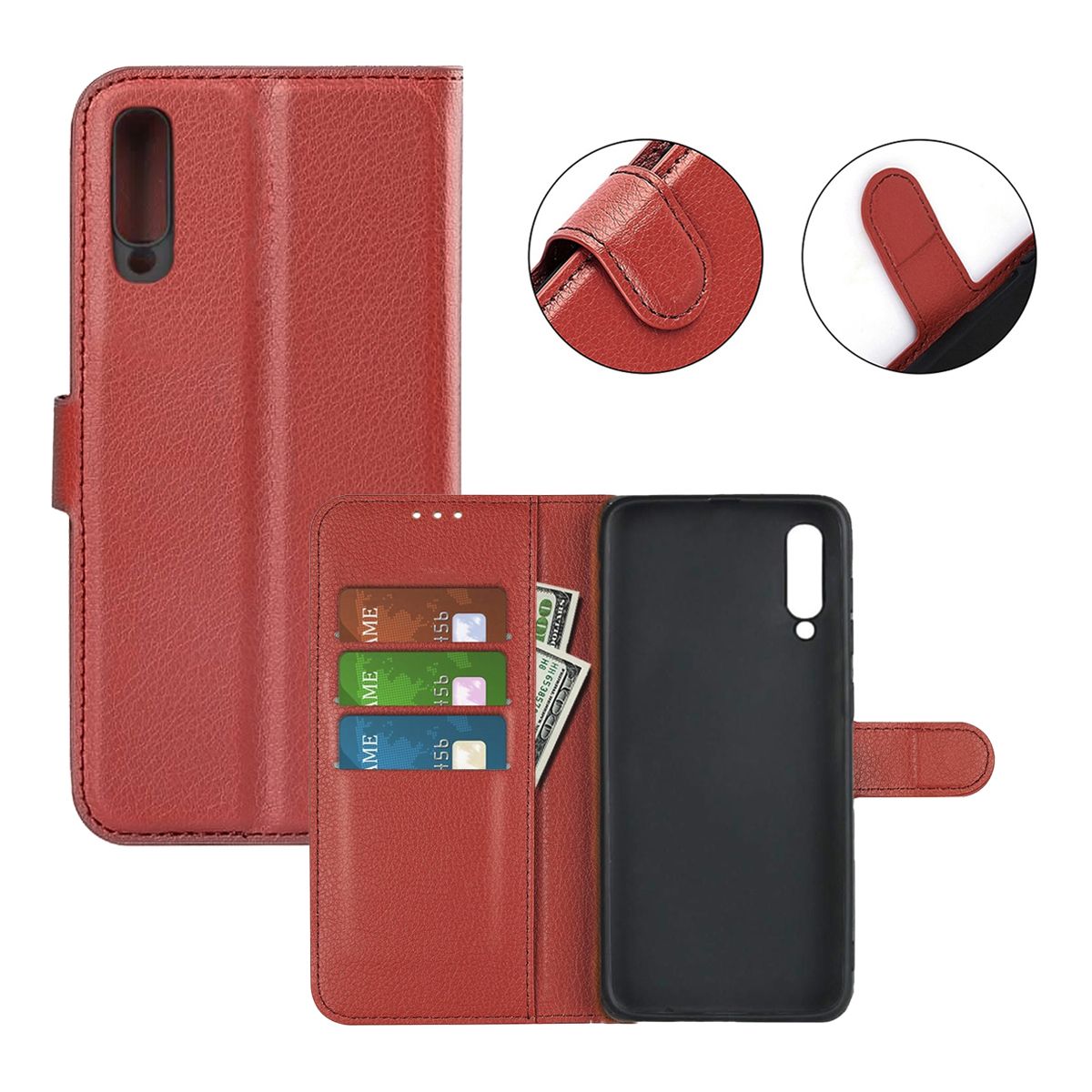 Samsung Galaxy A50s Plånboksfodral med Stativ - Brun image 5