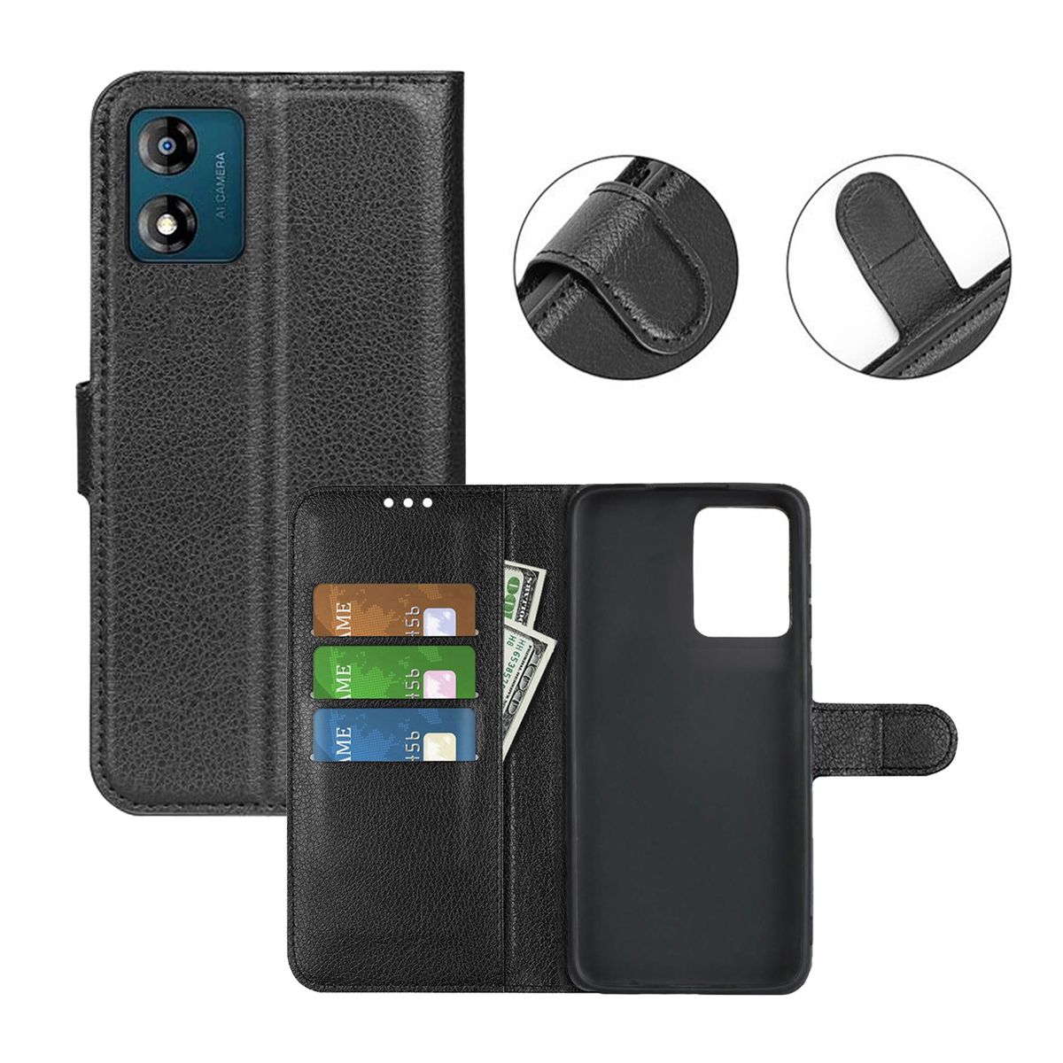Motorola Moto E13 Plånboksfodral med Stativ - Svart image 5
