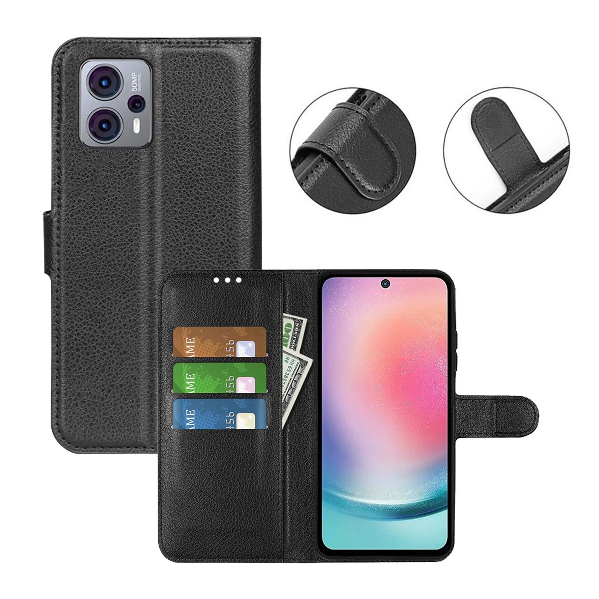 Motorola Moto G23 Plånboksfodral med Stativ - Svart image 5
