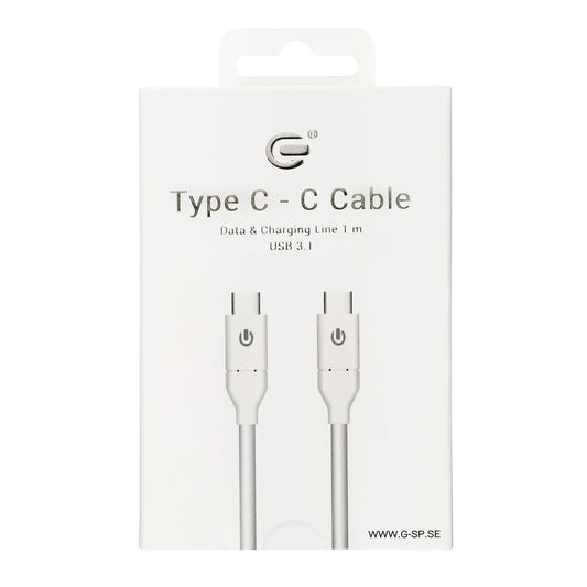 USB-C till USB-C (3.1) Laddningskabel 1m - Vit image 1