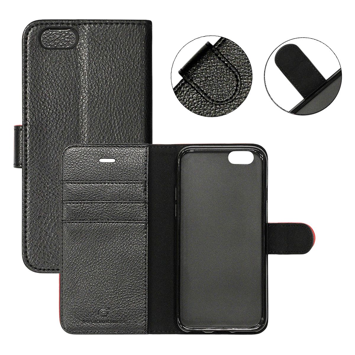 iPhone 6/6S Plånboksfodral Läder med Stativ - Svart image 5