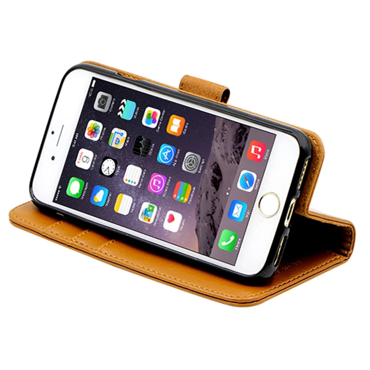 iPhone 6 och iPhone 6S Plånboksfodral Läder med Stativ - Brun image 2