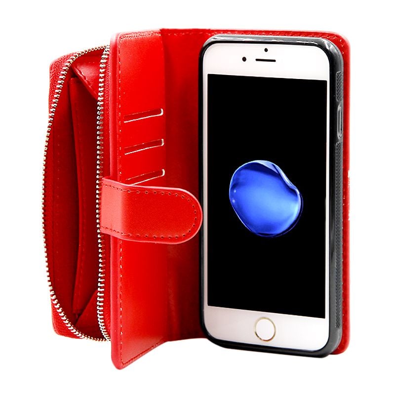 iPhone 6/6S Plånboksfodral Handväska med Avtagbart Skal - Röd image 4