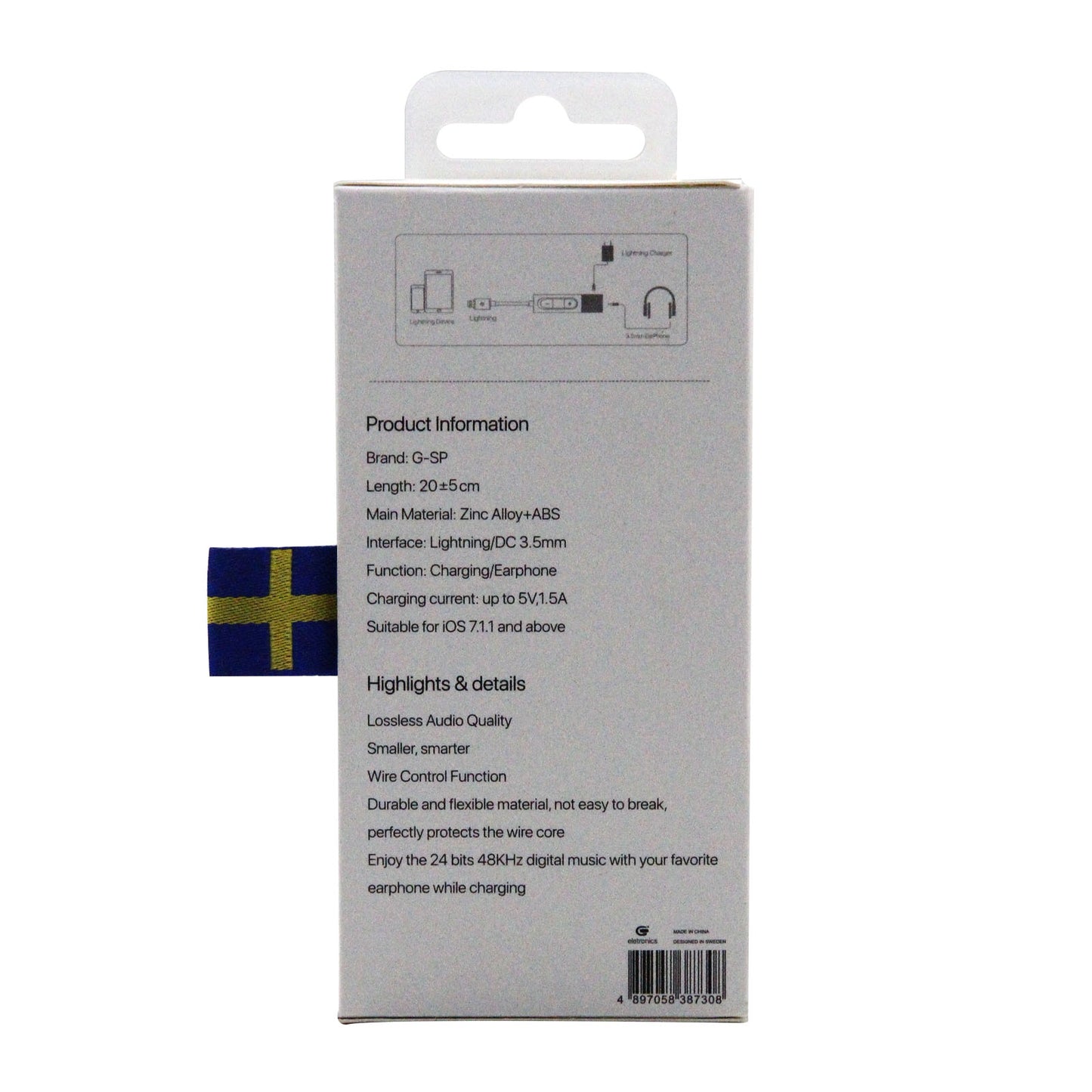 Lightning till 3,5mm Adapter med Ljudkontroll image 3