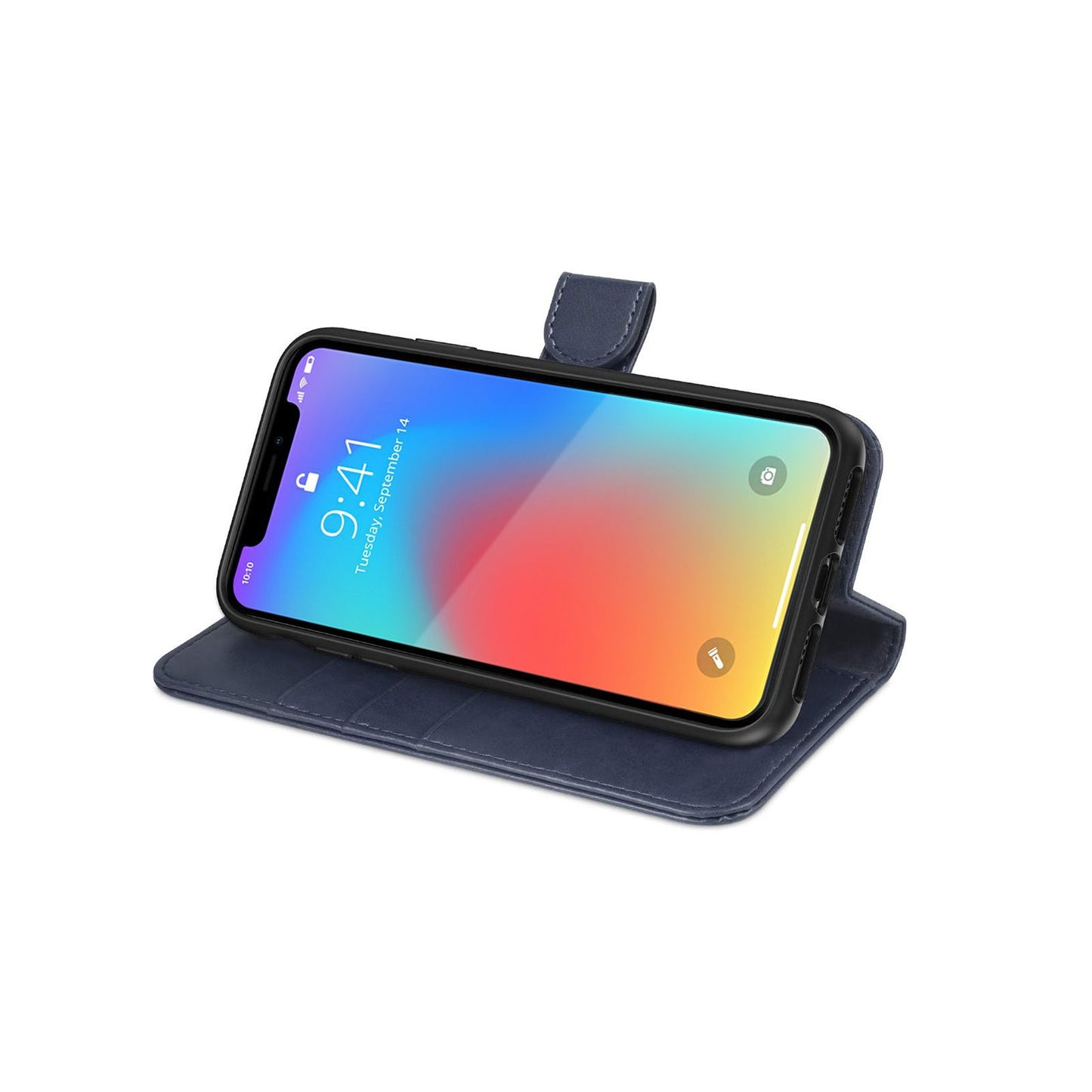 iPhone X/XS Plånboksfodral Läder med Stativ - Blå image 6