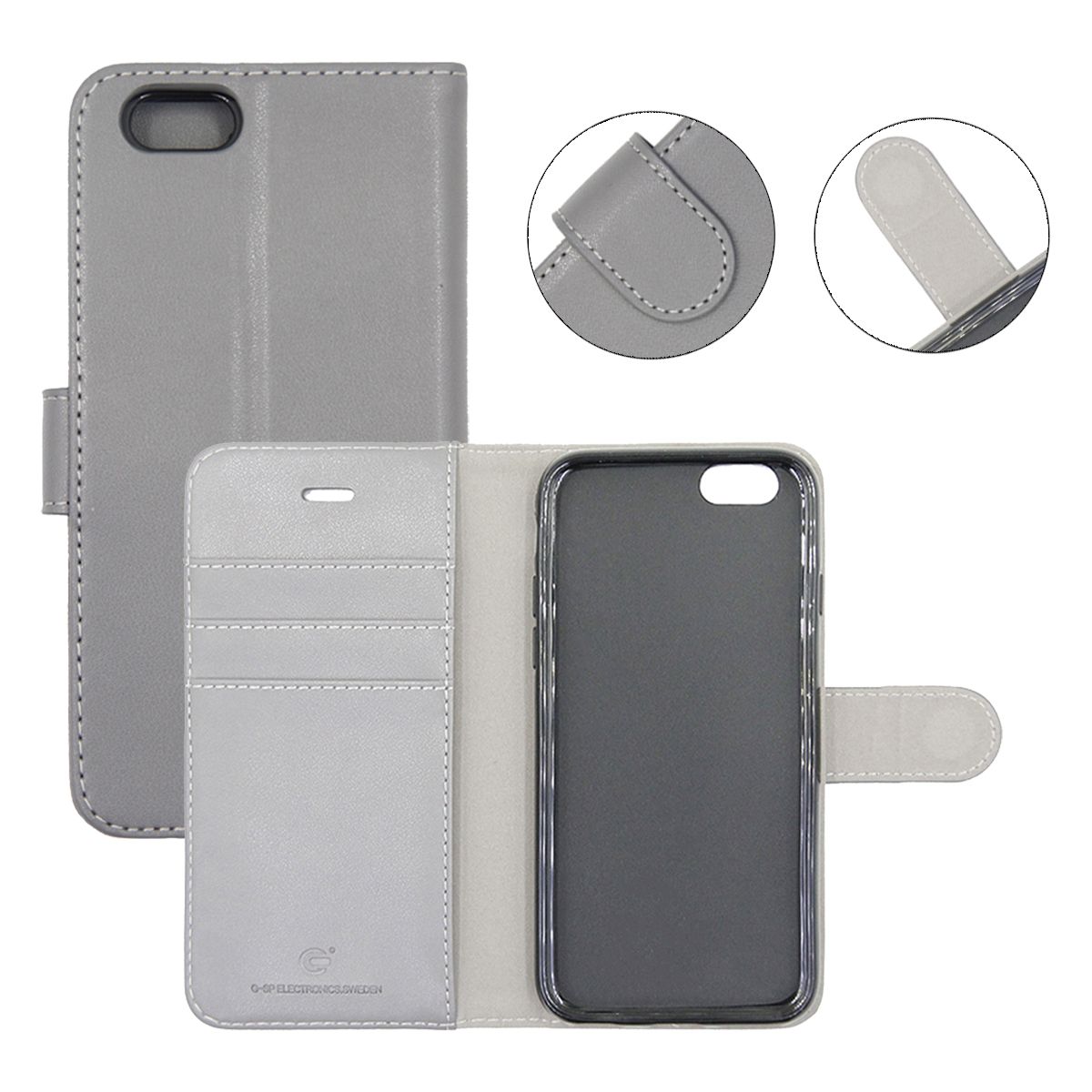 iPhone 6 och iPhone 6S Plånboksfodral Läder med Stativ - Grå image 6