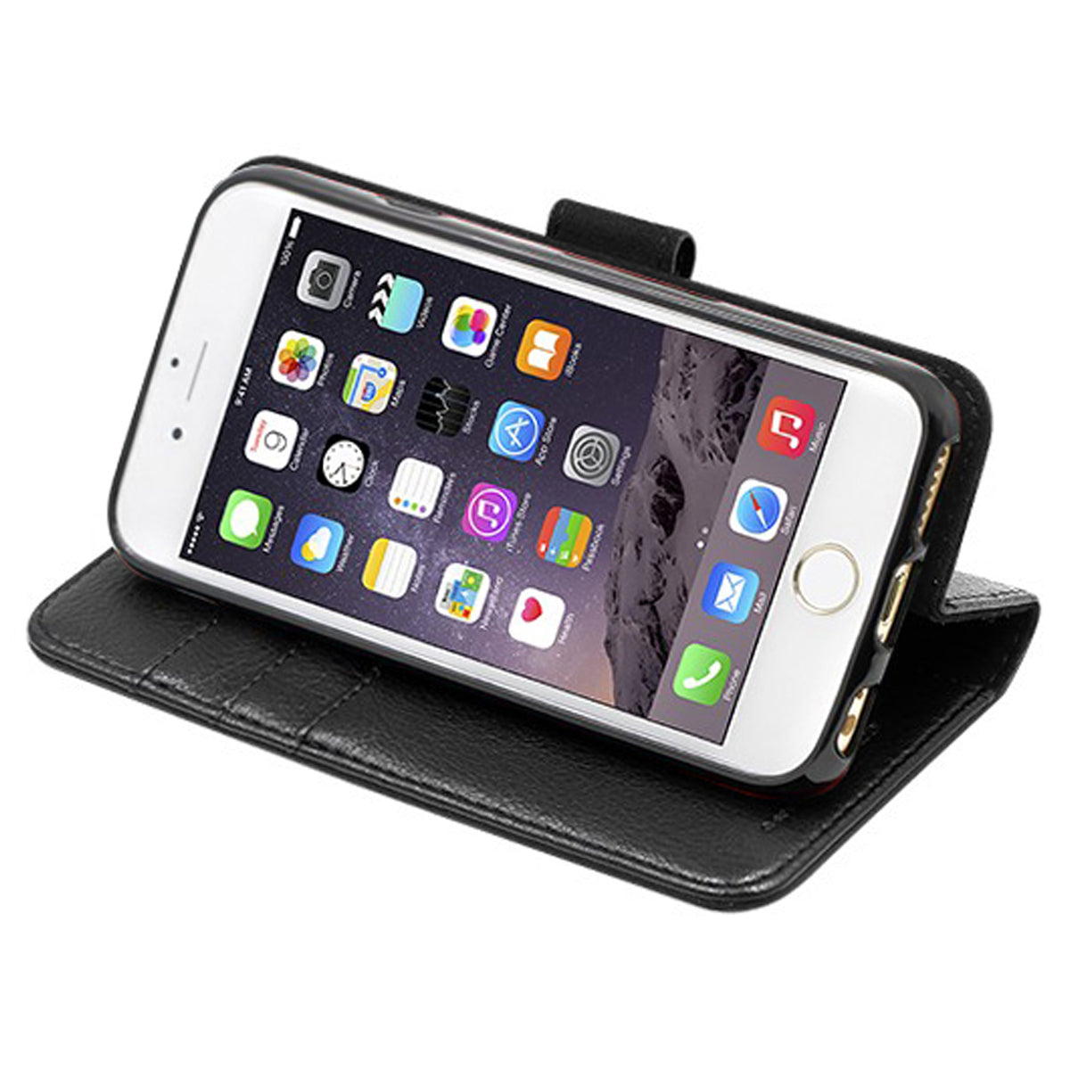 iPhone 6/6S Plånboksfodral Magnet Läder med Stativ - Svart image 3