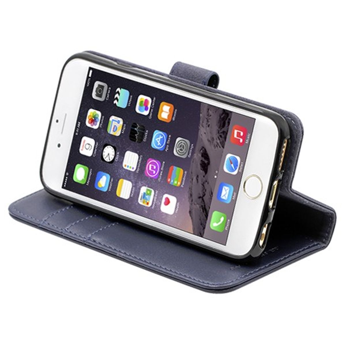 iPhone 6/6S Plånboksfodral Magnet Läder med Stativ - Mörkblå image 3