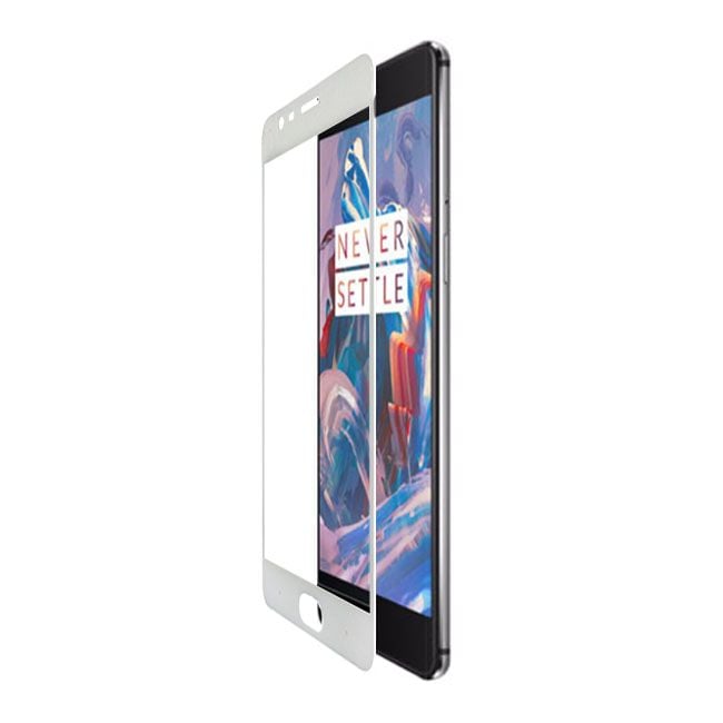 Skärmskydd OnePlus 3/3T - Heltäckande Härdat Glas Vit image 1