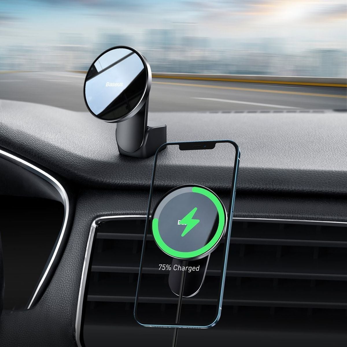 Magnetisk Mobilhållare med Trådlösa laddning - Baseus image 2