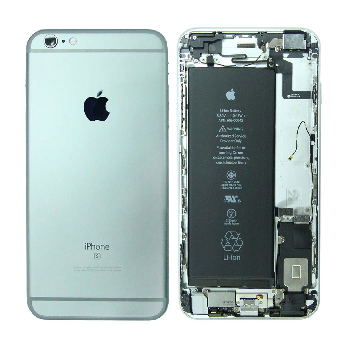 iPhone 6S Plus Baksida med Komplett Ram med Batteri - Vit (Begagnad) image 1