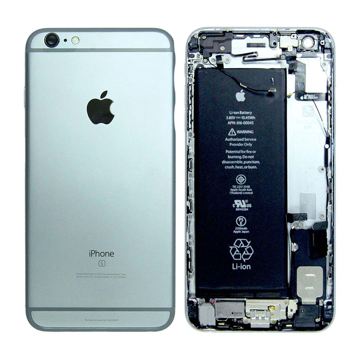 iPhone 6S Plus Baksida med Komplett Ram med Batteri - Svart (Begagnad) image 1