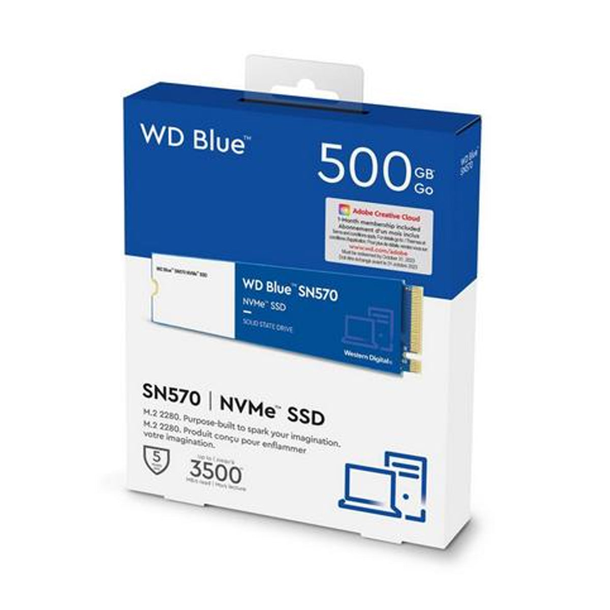 Western Digital SSD Blue SN570 500GB M.2 NVMe 3500MB/s PCIe Gen 3 Blå image 4