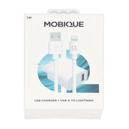 USB A till Lightning Kabel + USB Laddare 2.4A - Vit image 5