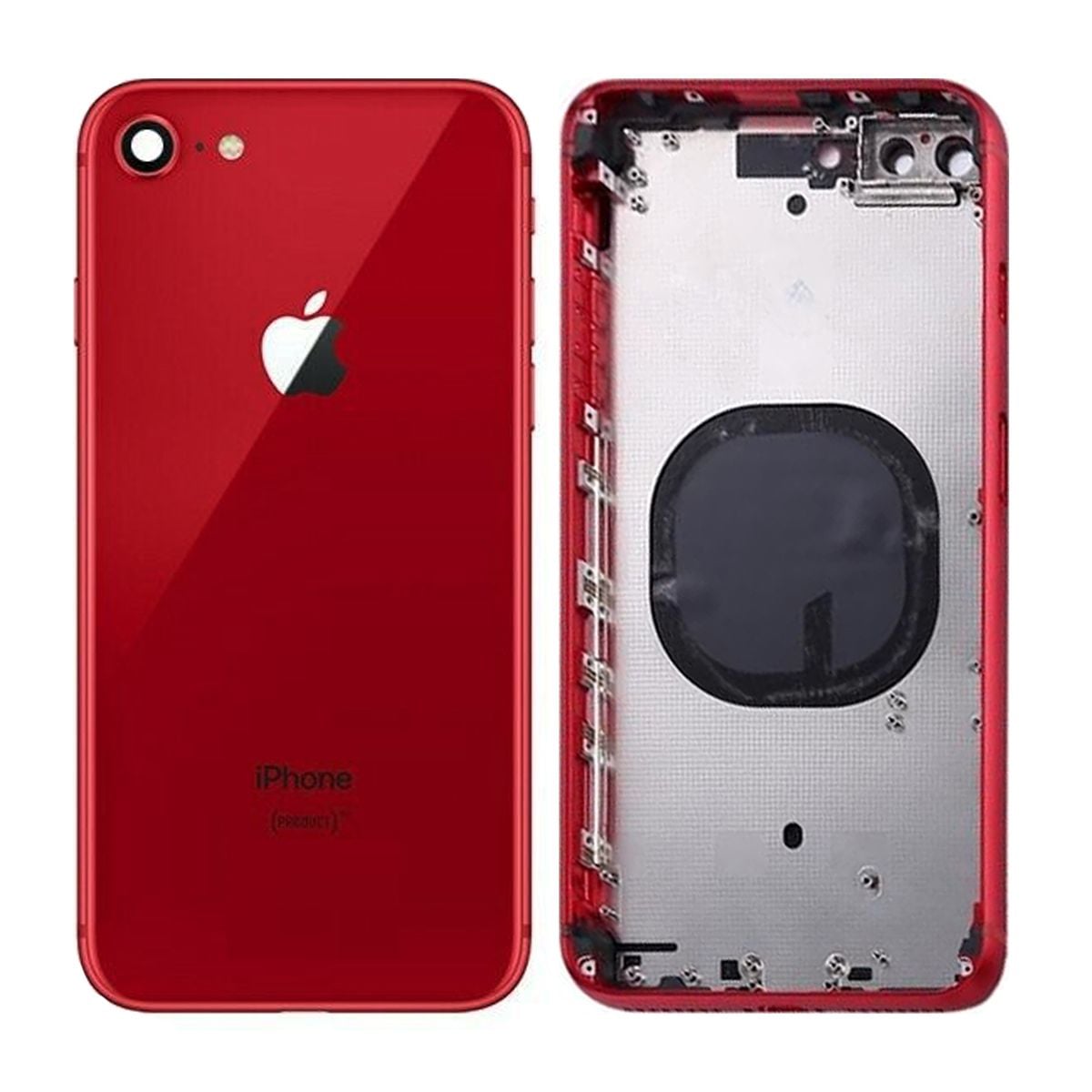 iPhone 8 Baksida med Komplett Ram - Röd image 1