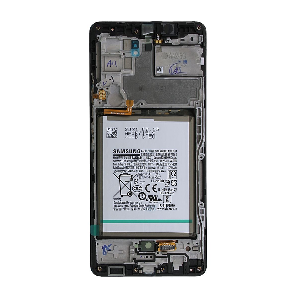 Samsung Galaxy A42 5G Skärm med LCD Display + Batteri Original - Svart image 3