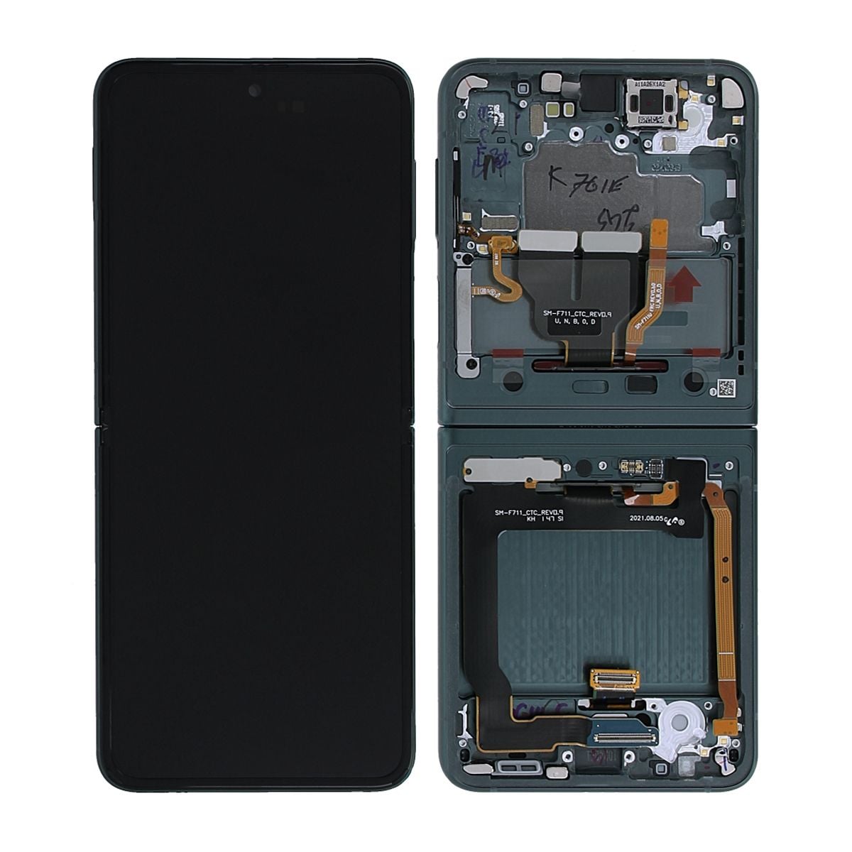 Samsung Galaxy Z Flip 3 5G 2021 (F711) Skärm med LCD Display Original - Grön image 1