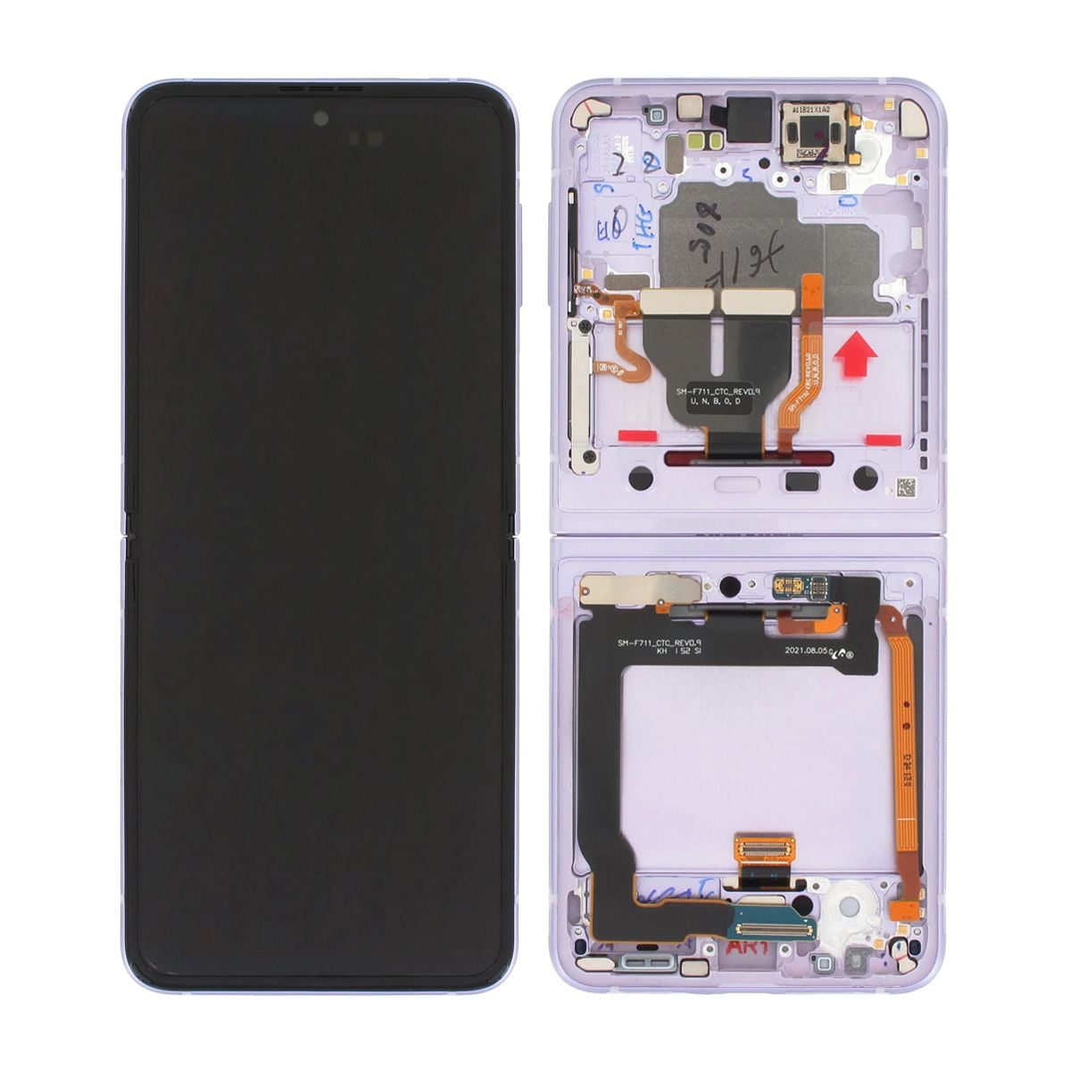 Samsung Galaxy Z Flip 3 5G 2021 Skärm med LCD Display Original - Lavendel/Lila image 1