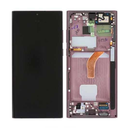 Samsung Galaxy S22 Ultra (S908B) Skärm med LCD Display Original - Burgundy image 1