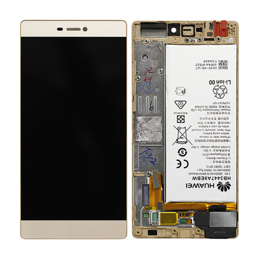 Huawei P8 Skärm/Display med Batteri OEM - Guld image 1
